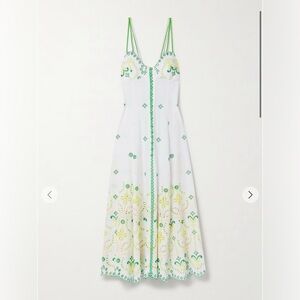 Charo Ruiz White and Green Maxi Sundress